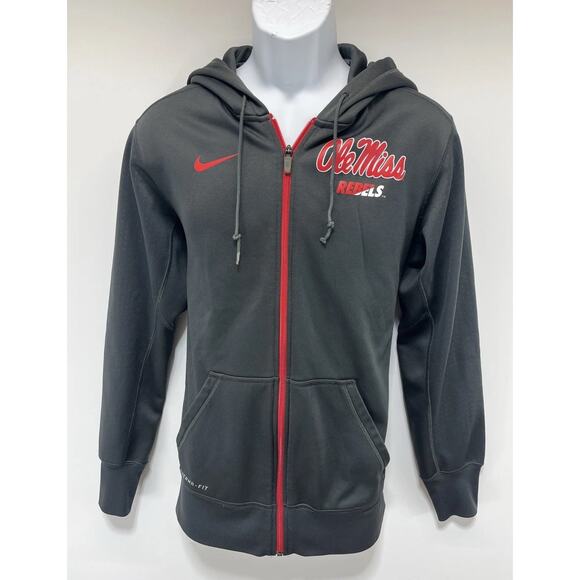 Nike Therma Fit Mississippi Ole Miss Rebels Full Zip Hoodie Men’s Size M Gray - Picture 1 of 9
